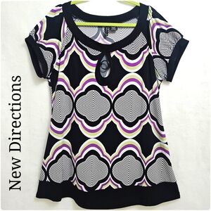Bold Geometric Design Top by New Directions, Stretchy, Cool Comfort, Size 2X